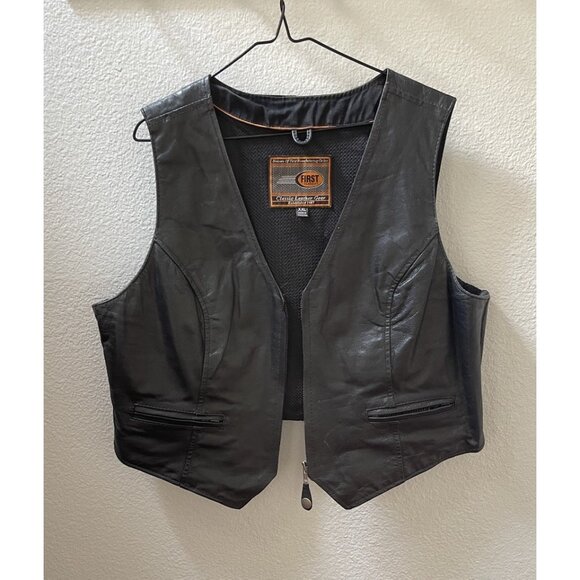 Gently Worn Black 100% Leather Vest - Size XXL - Picture 1 of 8